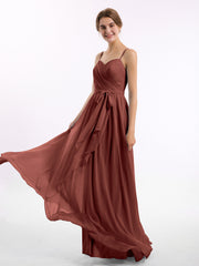 Spaghetti Strap Sweetheart Chiffon Dresses Terracotta