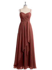 Spaghetti Strap Sweetheart Chiffon Dresses Terracotta