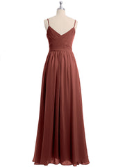 Spaghetti Strap Sweetheart Chiffon Dresses Terracotta