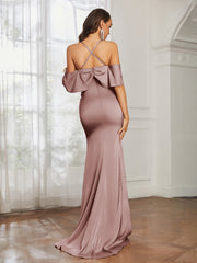 Sweetheart Neckline Satin Mermaid Prom Dress Dusty Rose