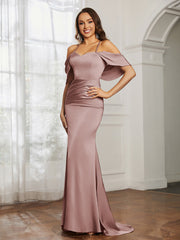 Sweetheart Neckline Satin Mermaid Prom Dress Dusty Rose Plus Size