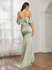 Sweetheart Neckline Satin Mermaid Prom Dress Dusty Sage Plus Size