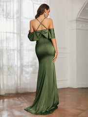 Sweetheart Neckline Satin Mermaid Prom Dress Olive Green