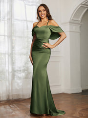 Sweetheart Neckline Satin Mermaid Prom Dress Olive Green