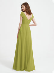 V-neck A-line Chiffon Dress With Slit Clover Plus Size