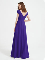 V-neck A-line Chiffon Dress With Slit Regency Plus Size