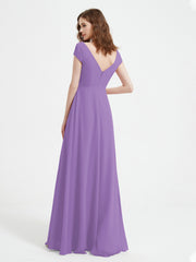 V-neck A-line Chiffon Dress With Slit Tahiti