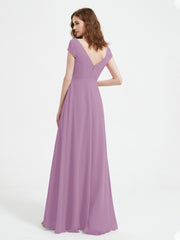 V-neck A-line Chiffon Dress With Slit Wisteria
