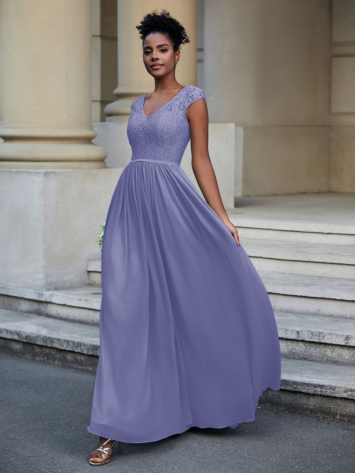 blue dress for baby girl Periwinkle Off-the-Shoulder Sweetheart Bridesmaid Dress – Modsele main image 0