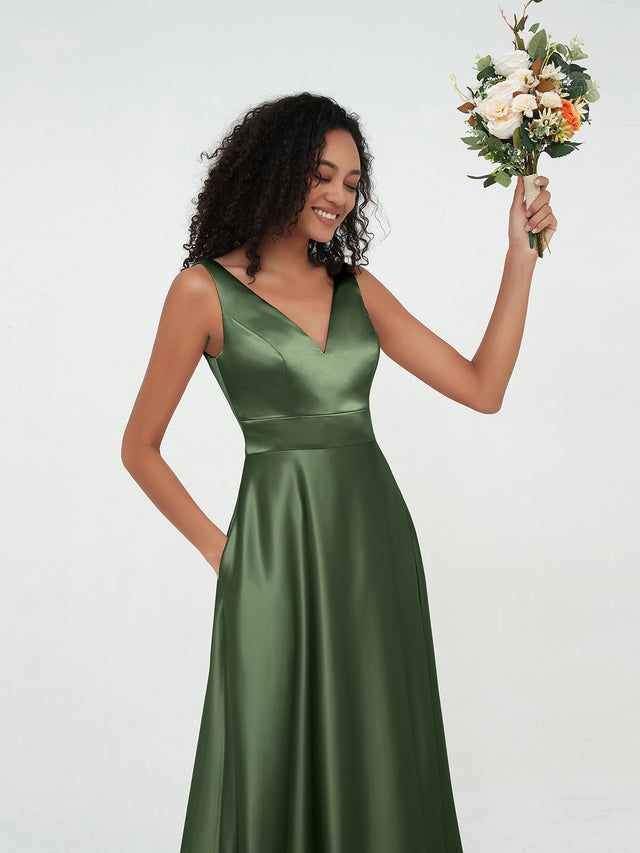 Pastel Green Satin V Neck Dolman with Pocket main image 0