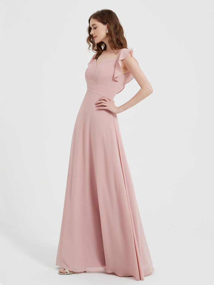 Sweetheart Neck Off Shoulder Empire Chiffon Dresses Dusty Rose Plus Size