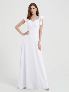 Sweetheart Flutter Sleeves Chiffon Dress White