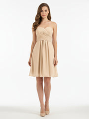 Short Strapless Bridesmaid Dress with Sweetheart-Peach