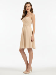 Short Strapless Bridesmaid Dress with Sweetheart-Peach