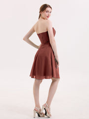 Short Strapless Bridesmaid Dress with Sweetheart-Terracotta