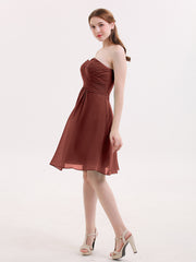 Short Strapless Bridesmaid Dress with Sweetheart-Terracotta
