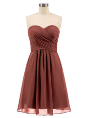 Short Strapless Bridesmaid Dress with Sweetheart-Terracotta