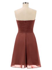 Short Strapless Bridesmaid Dress with Sweetheart-Terracotta