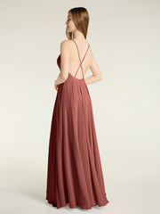 Low Back Simple Chiffon Birdesmaid Dresses-Terracotta