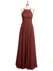 Low Back Simple Chiffon Birdesmaid Dresses-Terracotta