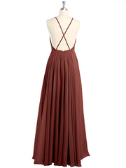 Low Back Simple Chiffon Birdesmaid Dresses-Terracotta