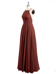 Low Back Simple Chiffon Birdesmaid Dresses-Terracotta