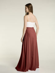 Ivory Lace Bodice Chiffon Skit Dresses with Slit-Terracotta