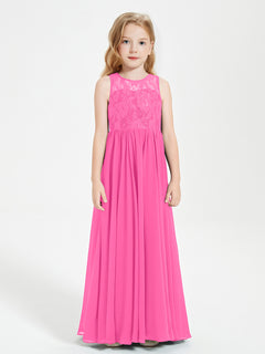 Long Junior Bridesmaid Dresses Illusion Lace Top Azalea