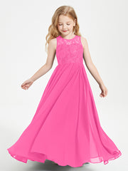 Long Junior Bridesmaid Dresses Illusion Lace Top Azalea