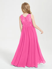 Long Junior Bridesmaid Dresses Illusion Lace Top Azalea