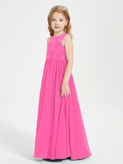 Long Junior Bridesmaid Dresses Illusion Lace Top Azalea