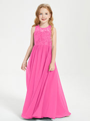 Long Junior Bridesmaid Dresses Illusion Lace Top Azalea