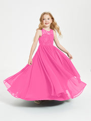 Long Junior Bridesmaid Dresses Illusion Lace Top Azalea