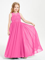 Long Junior Bridesmaid Dresses Illusion Lace Top Azalea