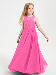 Long Junior Bridesmaid Dresses Illusion Lace Top Azalea