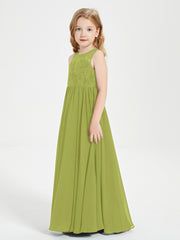 Long Junior Bridesmaid Dresses Illusion Lace Top Clover