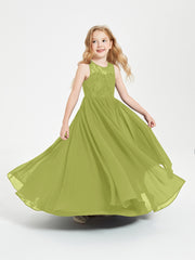 Long Junior Bridesmaid Dresses Illusion Lace Top Clover