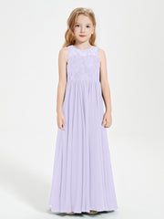 Long Junior Bridesmaid Dresses Illusion Lace Top Lilac BABARONI Long Junior Bridesmaid Dresses Illusion Lace Top Lilac BABARONI