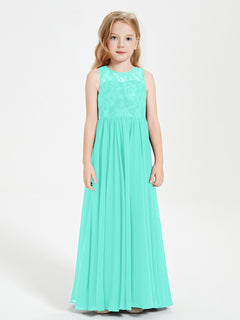 Long Junior Bridesmaid Dresses Illusion Lace Top Spa