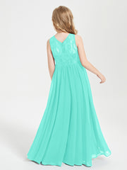 Long Junior Bridesmaid Dresses Illusion Lace Top Spa