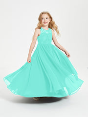 Long Junior Bridesmaid Dresses Illusion Lace Top Spa
