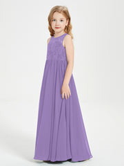 Long Junior Bridesmaid Dresses Illusion Lace Top Tahiti