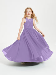 Long Junior Bridesmaid Dresses Illusion Lace Top Tahiti