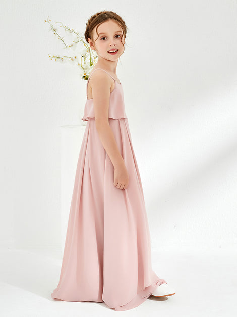 Spaghetti Strap Sweetheart Cascade Skirt Dress Dusty Rose