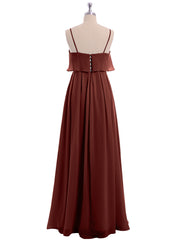 Spaghetti Strap Chiffon Dress with Cascade Skirt-Terracotta Plus Size