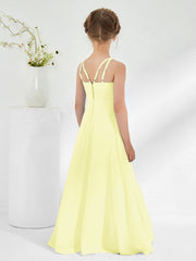 Bateau Neckline Junior Bridesmaid Dresses with Sash Daffodil