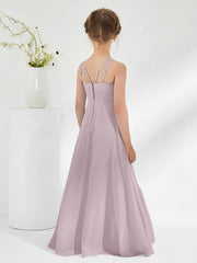 Bateau Neckline Junior Bridesmaid Dresses with Sash Dusk
