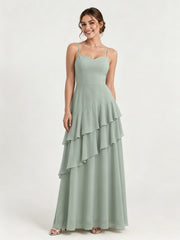 Tiered Ruffle Sweetheart Gown with Lace-Up Back Agave