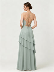 Tiered Ruffle Sweetheart Gown with Lace-Up Back Agave