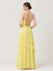 Tiered Ruffle Sweetheart Gown with Lace-Up Back Daffodil